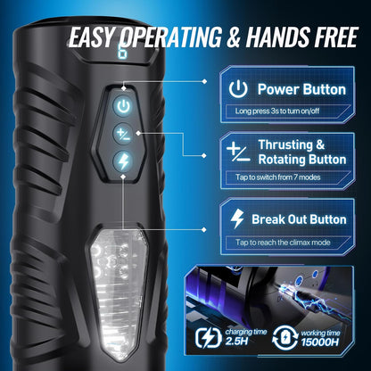 Male Masturbator Sex Toys for Men - EINSEO AI Interactive Adult Toy 7 Thrusting & Rotating Modes with Handle, Phone Holder & Suction Base, APP Control Penis Pump, Hands-Free Pocket Pussy Sex Machine