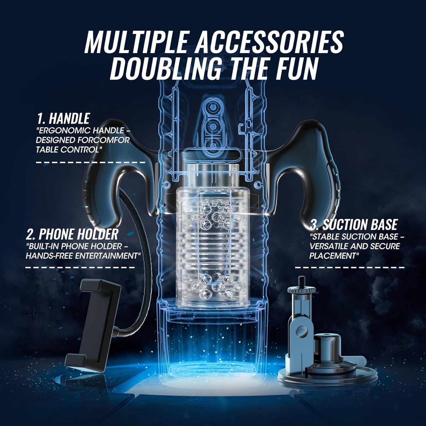 Male Masturbator Sex Toys for Men - EINSEO AI Interactive Adult Toy 7 Thrusting & Rotating Modes with Handle, Phone Holder & Suction Base, APP Control Penis Pump, Hands-Free Pocket Pussy Sex Machine