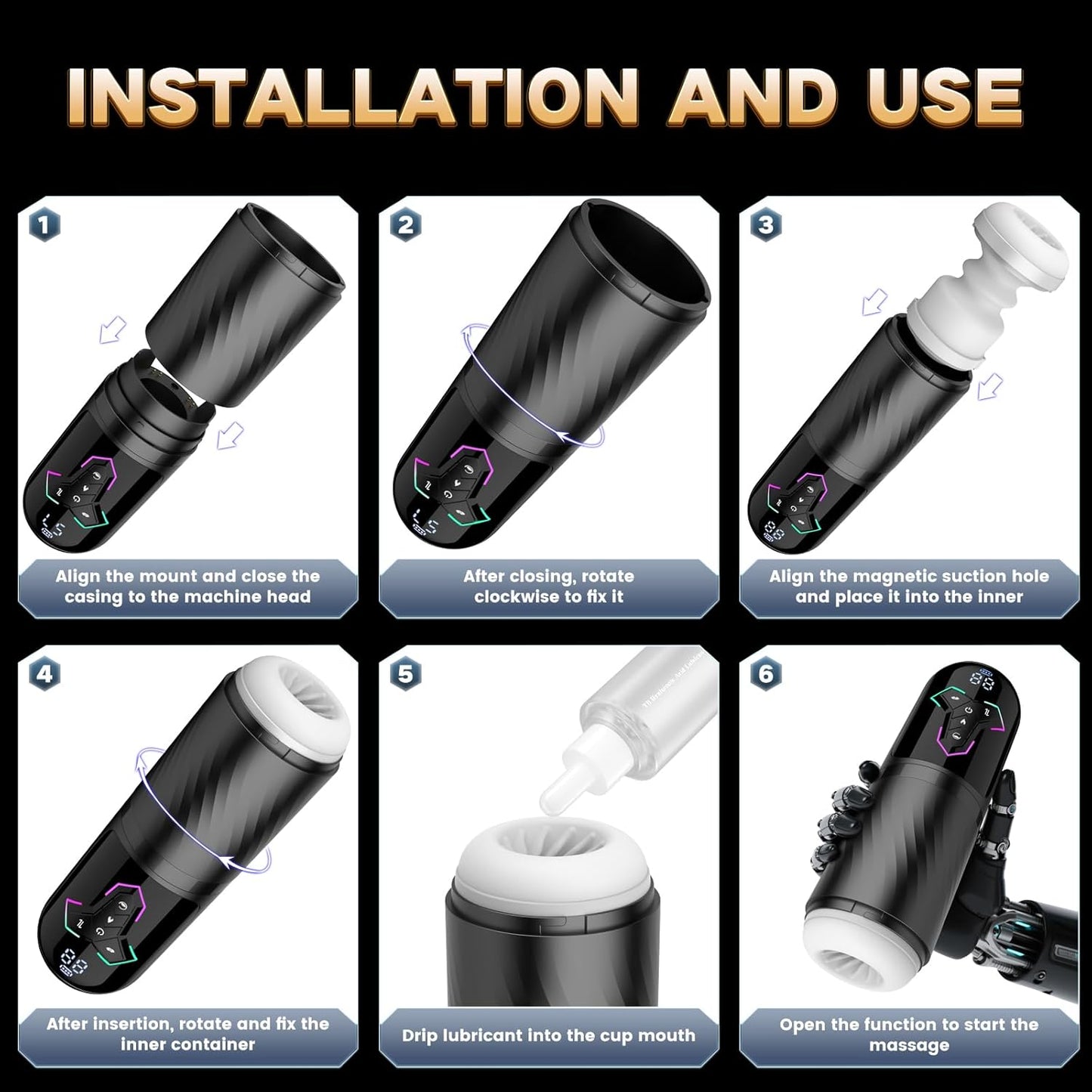 Male Masturbator Sex Toys for Men - Thrusting Male Stroker with 360° Heating, 5-Speed Smooth Motion Blowjob Adult Men's Sex Toy, Silent Brushless Motor, Pocket Pussy Sleeve Erotic Massage Kits