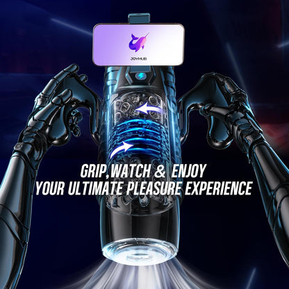 Male Masturbator Sex Toys for Men - EINSEO AI Interactive Adult Toy 7 Thrusting & Rotating Modes with Handle, Phone Holder & Suction Base, APP Control Penis Pump, Hands-Free Pocket Pussy Sex Machine