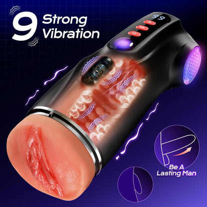Mens Sex Toy Adult Toys - 3 Sleeves Sets AI Sync APP Male Masturbator Sex Toys for Men with 9 Sucking & 9 Vibrating, Pocket Pussy Penis Pump, Colorful Lighting Stroker Erotic Massage Kits
